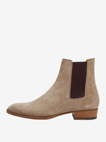 スエードチェルシーブーツ メンズ ラウンドトゥ スリップオン アンクルブーツ