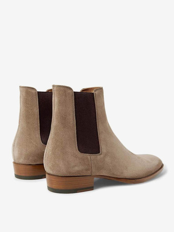 スエードチェルシーブーツ メンズ ラウンドトゥ スリップオン アンクルブーツ