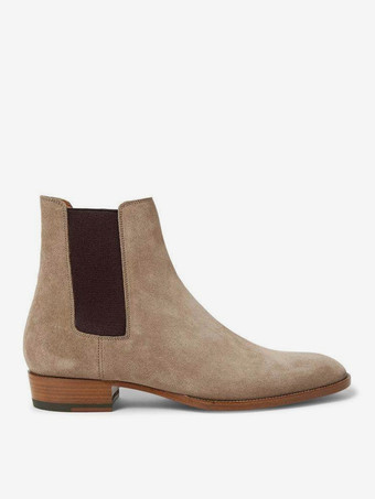 スエードチェルシーブーツ メンズ ラウンドトゥ スリップオン アンクルブーツ