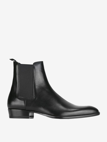 ブラックチェルシーブーツ メンズ ラウンドトゥ スリップオン アンクルブーツ