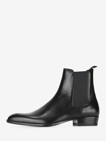 ブラック ブラックチェルシーブーツ メンズ ラウンドトゥ スリップオン アンクルブーツ