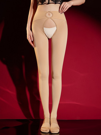 肌色ランジェリー ストッキング パンスト セクシー エンバーレッド シームレス ベルベット 120D 不透明 ディープガセット サーマルレギンス タイツ