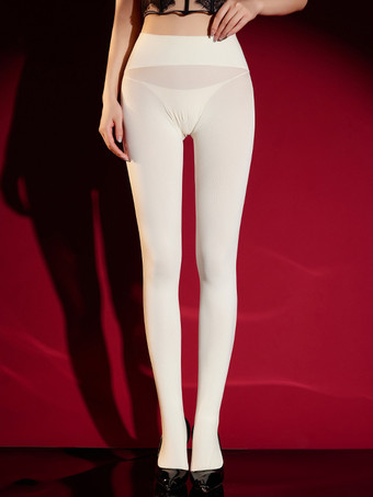 ホワイト ランジェリー ストッキング パンスト セクシー エンバーレッド シームレス ベルベット 120D 不透明 ディープガセット サーマルレギンス タイツ