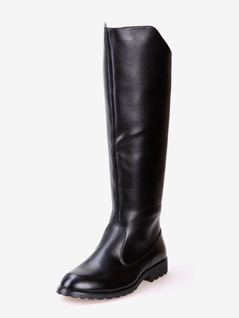 ブラック メンズ ブラック 乗馬ブーツ ラウンドトゥ ミリタリーブーツ