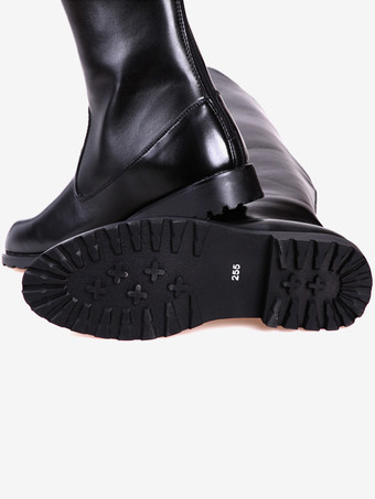 メンズ ブラック 乗馬ブーツ ラウンドトゥ ミリタリーブーツ