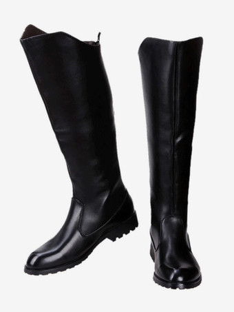 メンズ ブラック 乗馬ブーツ ラウンドトゥ ミリタリーブーツ