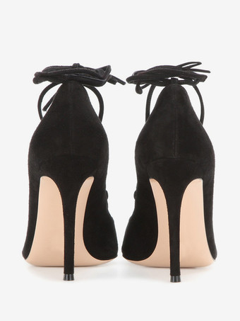 スエードハイヒールポインテッドトゥクリスクロスドレスシューズレディース