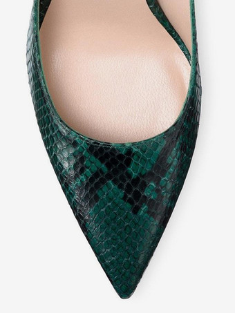 ハイヒールパンプス レディース ポインテッドトゥ スネーク柄 スリッポンシューズ