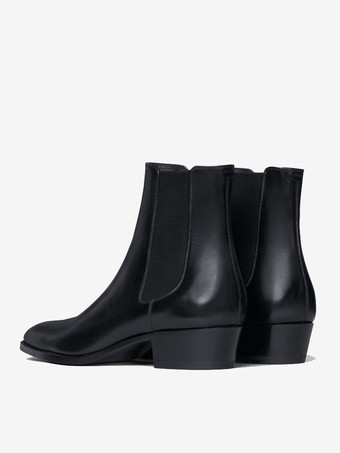 メンズ アンクルブーツ ラウンドトゥ スリップオン チャンキーヒール チェルシーブーツ