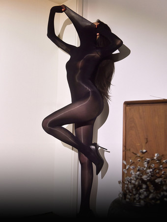 ランジェリー ストッキング ボディストッキング ユニセックス ヌード シームレス ハイネック 光沢 フルボディ 5D サイハイカット キャットスーツ