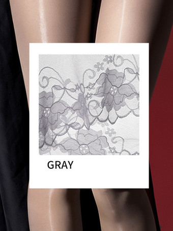 グレイランジェリー ストッキング パンスト レディース ホワイト 光沢 シアータイツ レース クロッチレス ハイウエスト お腹をコントロールするタイツ