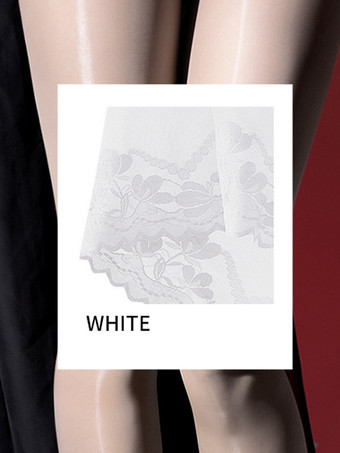 ランジェリー ストッキング パンスト レディース ホワイト 光沢 シアータイツ レース クロッチレス ハイウエスト お腹をコントロールするタイツ