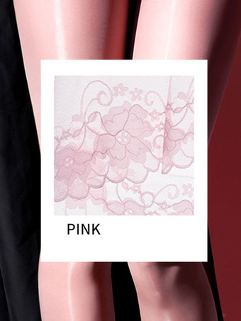 ピンクランジェリー ストッキング パンスト レディース ホワイト 光沢 シアータイツ レース クロッチレス ハイウエスト お腹をコントロールするタイツ