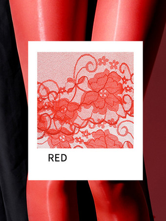 レッド ランジェリー ストッキング パンスト レディース ホワイト 光沢 シアータイツ レース クロッチレス ハイウエスト お腹をコントロールするタイツ