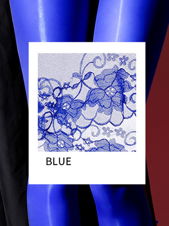 ブルー ランジェリー ストッキング パンスト レディース ホワイト 光沢 シアータイツ レース クロッチレス ハイウエスト お腹をコントロールするタイツ