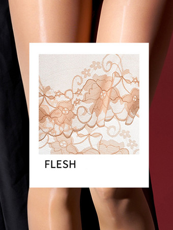 肌色ランジェリー ストッキング パンスト レディース ホワイト 光沢 シアータイツ レース クロッチレス ハイウエスト お腹をコントロールするタイツ