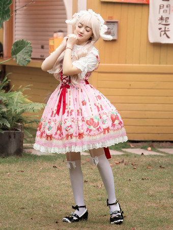 スイートロリータドレス ポリエステル ノースリーブ スイートジャンパー ロリータドレス