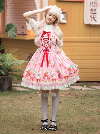 スイートロリータドレス ポリエステル ノースリーブ スイートジャンパー ロリータドレス