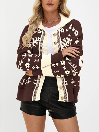 Cardigan vintage in maglia Fair Isle con motivo a contrasto di colore per donna 2026