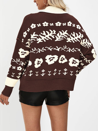 Cardigan vintage in maglia Fair Isle con motivo a contrasto di colore per donna 2026