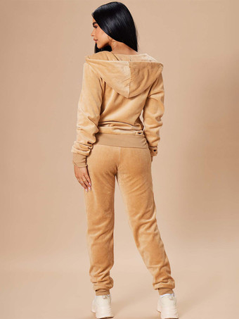 ベロア ジップアップ スリムフィット パーカー ジョガーセット レディース 2025