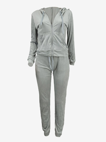 ベロア ジップアップ スリムフィット パーカー ジョガーセット レディース 2025