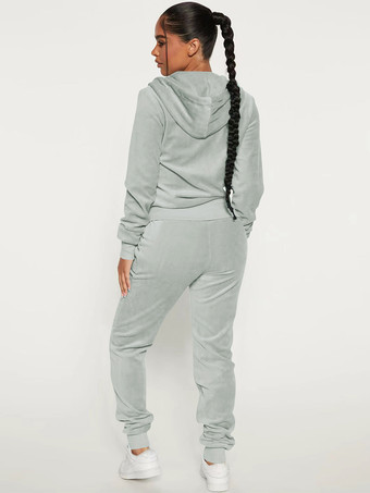 ベロア ジップアップ スリムフィット パーカー ジョガーセット レディース 2025