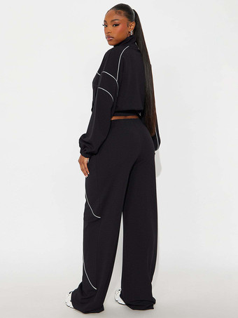 パイピングトリム ジップアップ クロップ トラックスーツ（レディース ワイドレッグ）2025