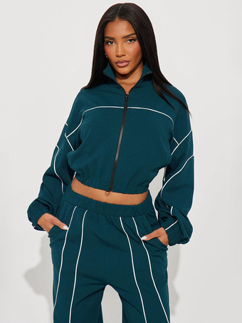 パイピングトリム ジップアップ クロップ トラックスーツ（レディース ワイドレッグ）2025