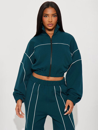 パイピングトリム ジップアップ クロップ トラックスーツ（レディース ワイドレッグ）2025