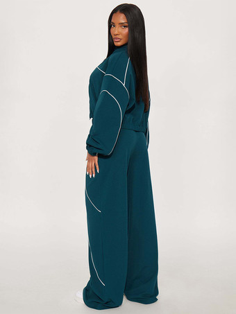 パイピングトリム ジップアップ クロップ トラックスーツ（レディース ワイドレッグ）2025