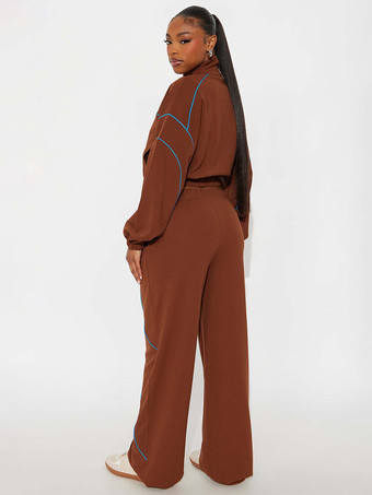 パイピングトリム ジップアップ クロップ トラックスーツ（レディース ワイドレッグ）2025