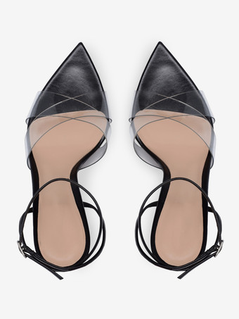 ヌードハイヒールサンダル オープントゥ 透明スティレットヒール ドレスシューズ