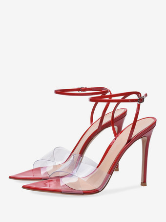 ヌードハイヒールサンダル オープントゥ 透明スティレットヒール ドレスシューズ