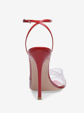 ヌードハイヒールサンダル オープントゥ 透明スティレットヒール ドレスシューズ