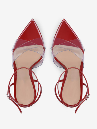 ヌードハイヒールサンダル オープントゥ 透明スティレットヒール ドレスシューズ