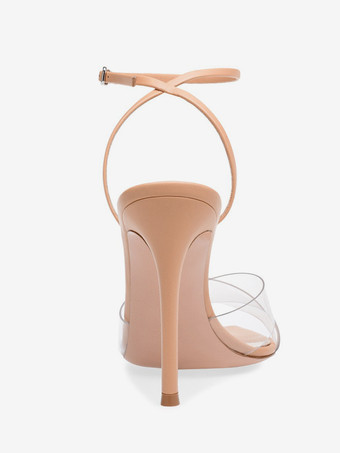 ヌードハイヒールサンダル オープントゥ 透明スティレットヒール ドレスシューズ