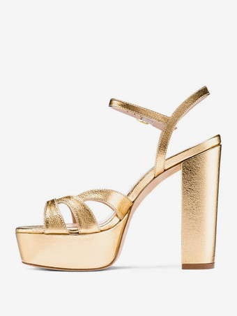 レディース ハイヒール サンダル プラットフォーム チャンキーヒール アンクルストラップ サンダル