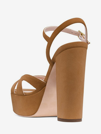 レディース ハイヒール サンダル プラットフォーム チャンキーヒール アンクルストラップ サンダル