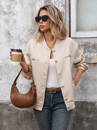 ツイードボンバージャケット カジュアルアウター レディース 2025