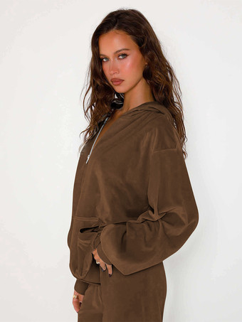 ベロアワイドレッグカジュアルフィットトラックスーツ（レディース）2025