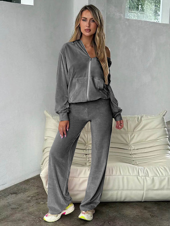 グレイベロアワイドレッグカジュアルフィットトラックスーツ（レディース）2025