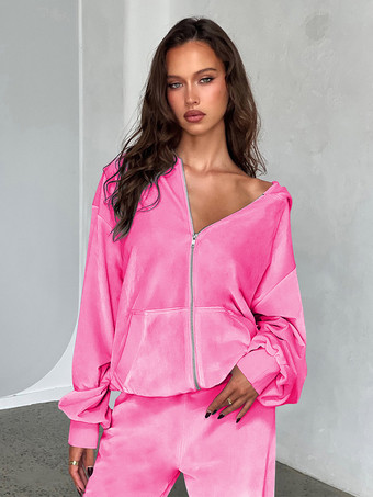 ベロアワイドレッグカジュアルフィットトラックスーツ（レディース）2025