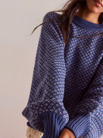 2025年レディース向け幾何学模様ニットプルオーバーセーター