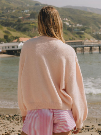 ドロップショルダーと長袖のニットカーディガンセーター（レディース）2025