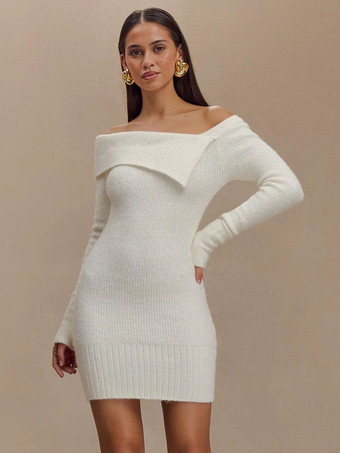 オフショルダーニットミニドレス（レディース）2025