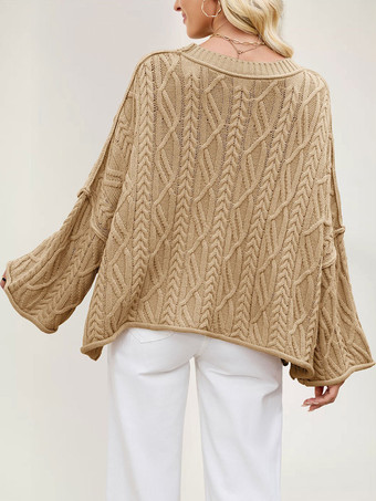 オーバーサイズケーブルニットドロップショルダーセーター（レディース）2025