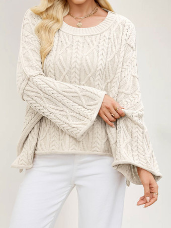 オーバーサイズケーブルニットドロップショルダーセーター（レディース）2025