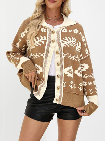 Cardigan vintage in maglia Fair Isle con motivo a contrasto di colore per donna 2026