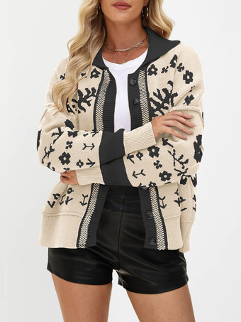 Albicocca Cardigan vintage in maglia Fair Isle con motivo a contrasto di colore per donna 2026